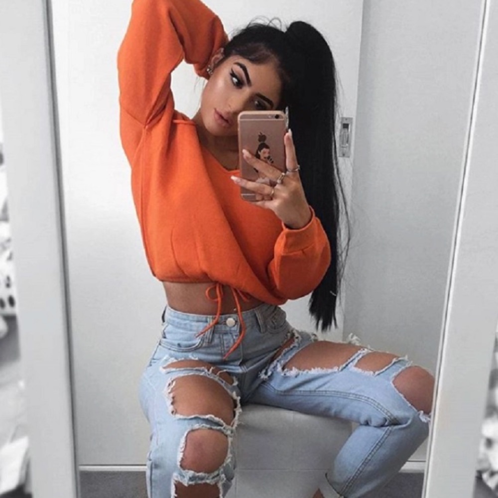 LAST ONE Orange crop top Sweatshirt